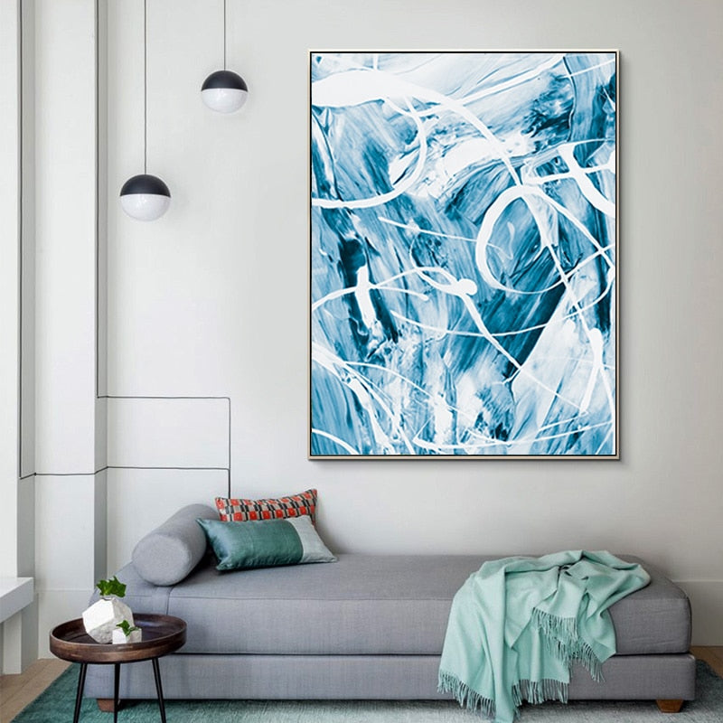 Blaue abstrakte Leinwandgemälde Wand - Leinwand Wandkunstgemälde