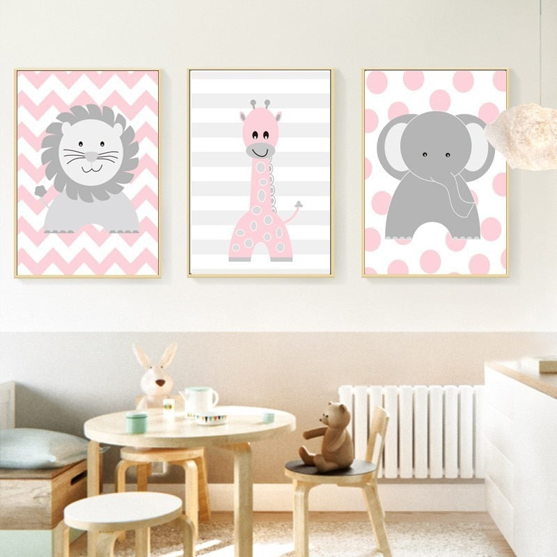 Süße Cartoon Tiere - Leinwand Wandkunst Malerei