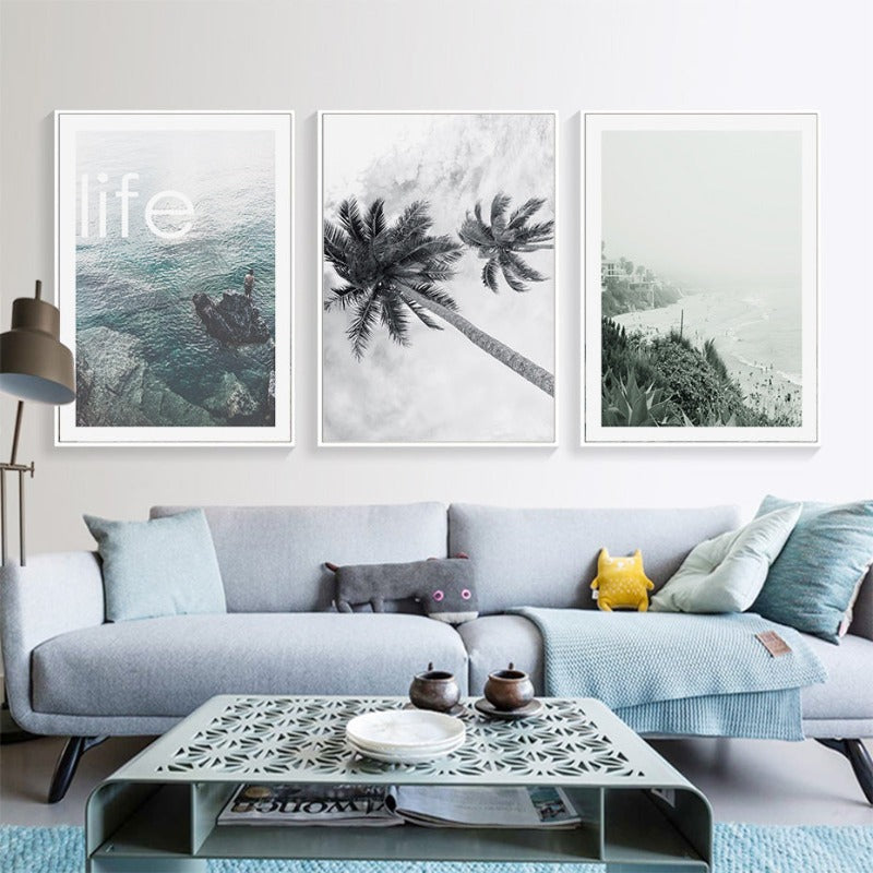 Moderne Welle Küstenpalme Seascape - Leinwand Wandkunst Gemälde