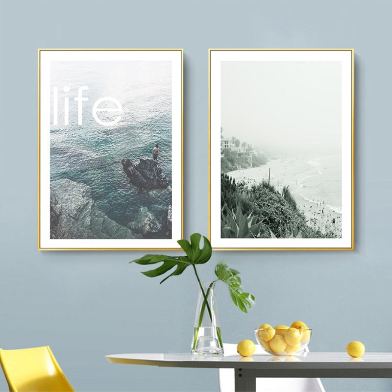 Moderne Welle Küstenpalme Seascape - Leinwand Wandkunst Gemälde