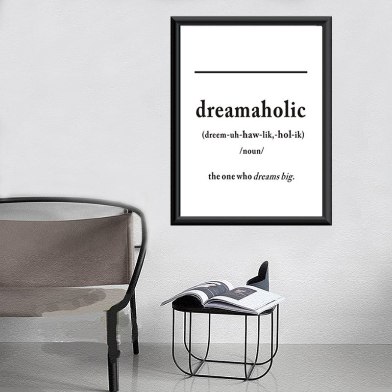 Schwarz & Weiß Dreamaholic Definition - Leinwand Wandkunst Gemälde