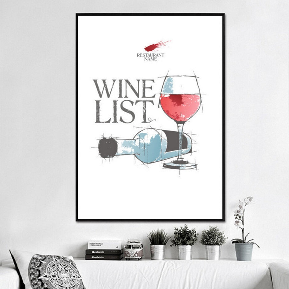 Liebe Herz Wein Drucke Küchenposter - Leinwand Wandkunst Malerei