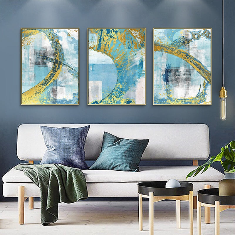 Blaue Druckposter - Leinwand Wandkunstmalerei