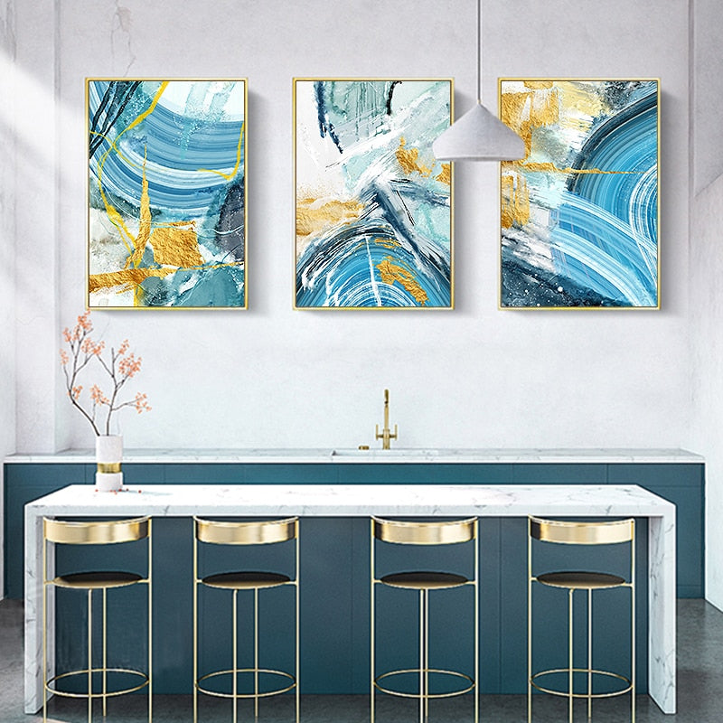Blaue Druckposter - Leinwand Wandkunstmalerei