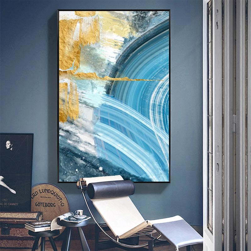 Blaue Druckposter - Leinwand Wandkunstmalerei