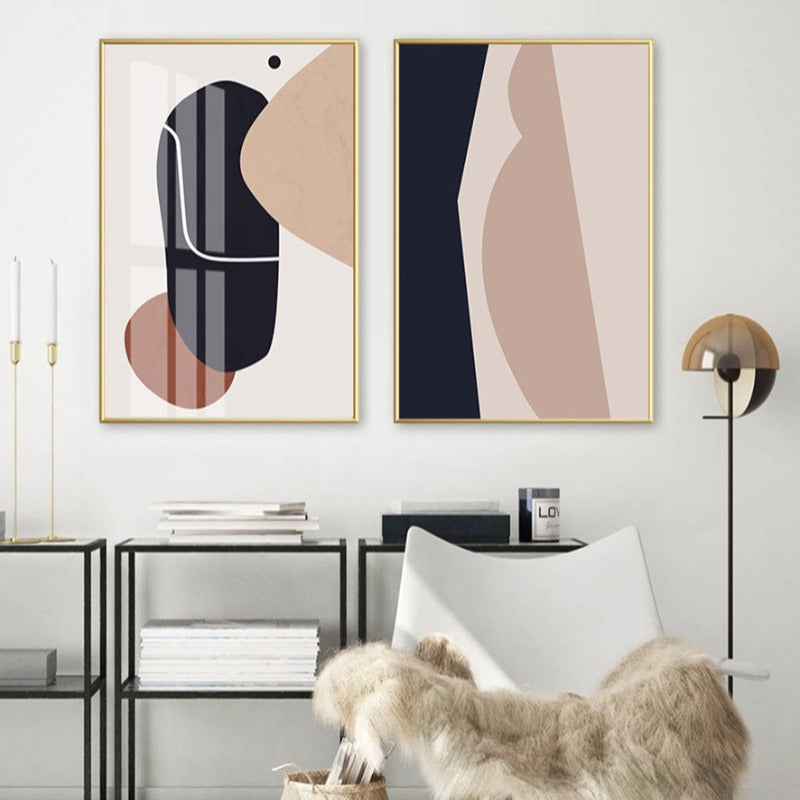 Geometrisches Farbblock - Leinwand Wandkunst Malerei