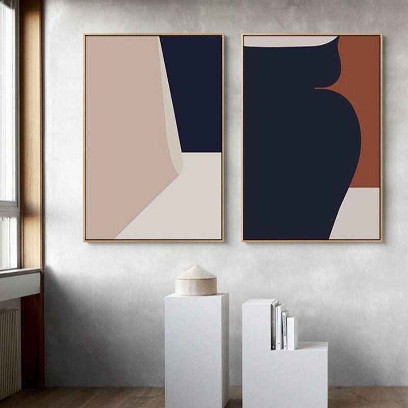 Geometrisches Farbblock - Leinwand Wandkunst Malerei