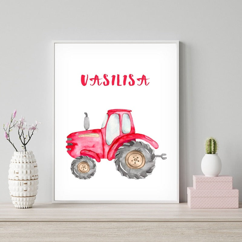 Personalisierter Name Traktor Jungen - Leinwand Wandkunst Malerei