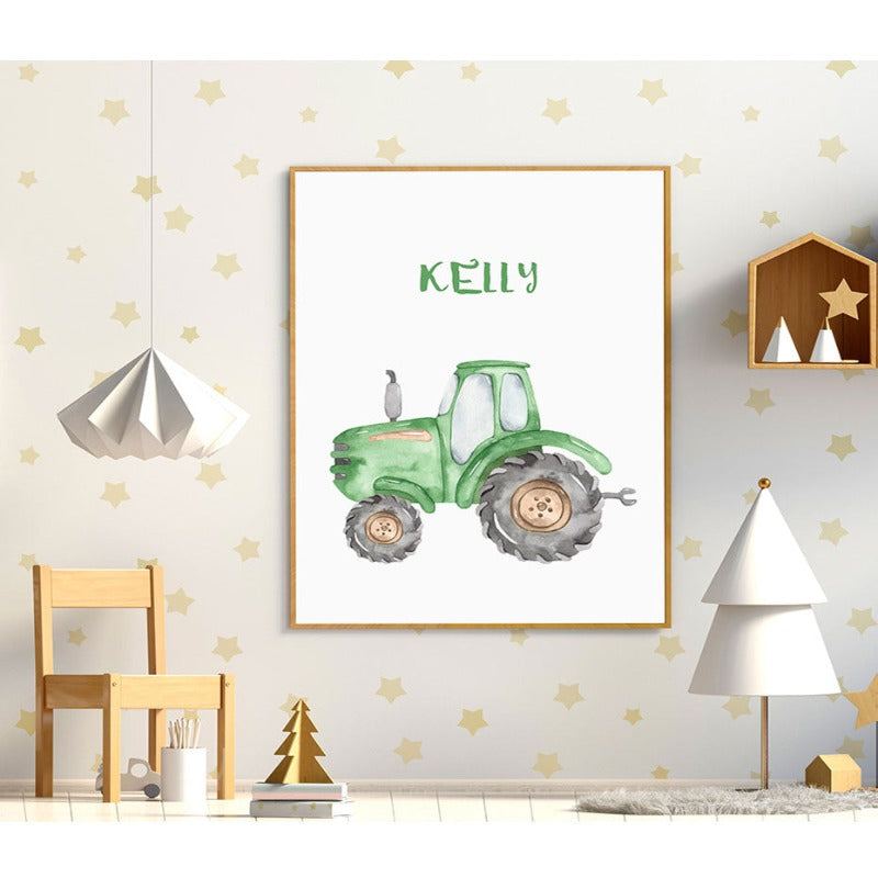 Personalisierter Name Traktor Jungen - Leinwand Wandkunst Malerei