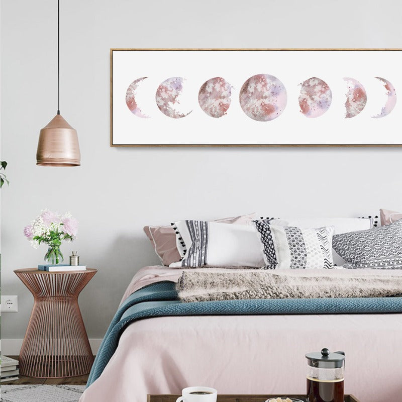 Moderne Raumverschiedene Mondphasen Isoliert - Leinwand Wandkunst Malerei