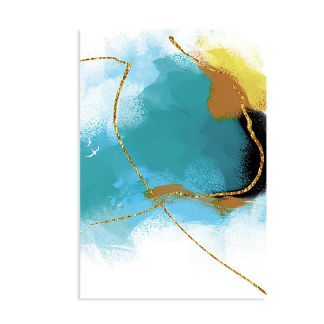 Gold Blau Marmor Wandkunst - Leinwand Wandkunst Gemälde