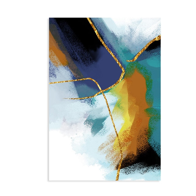 Gold Blau Marmor Wandkunst - Leinwand Wandkunst Gemälde