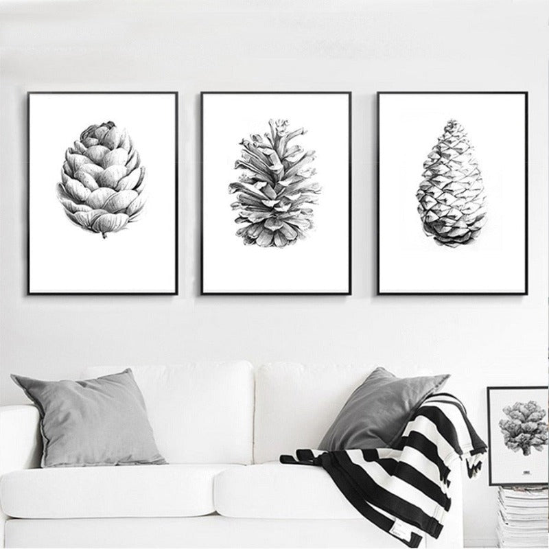 Handgezeichnete Tannenzapfen - Leinwand Wandkunst Malerei