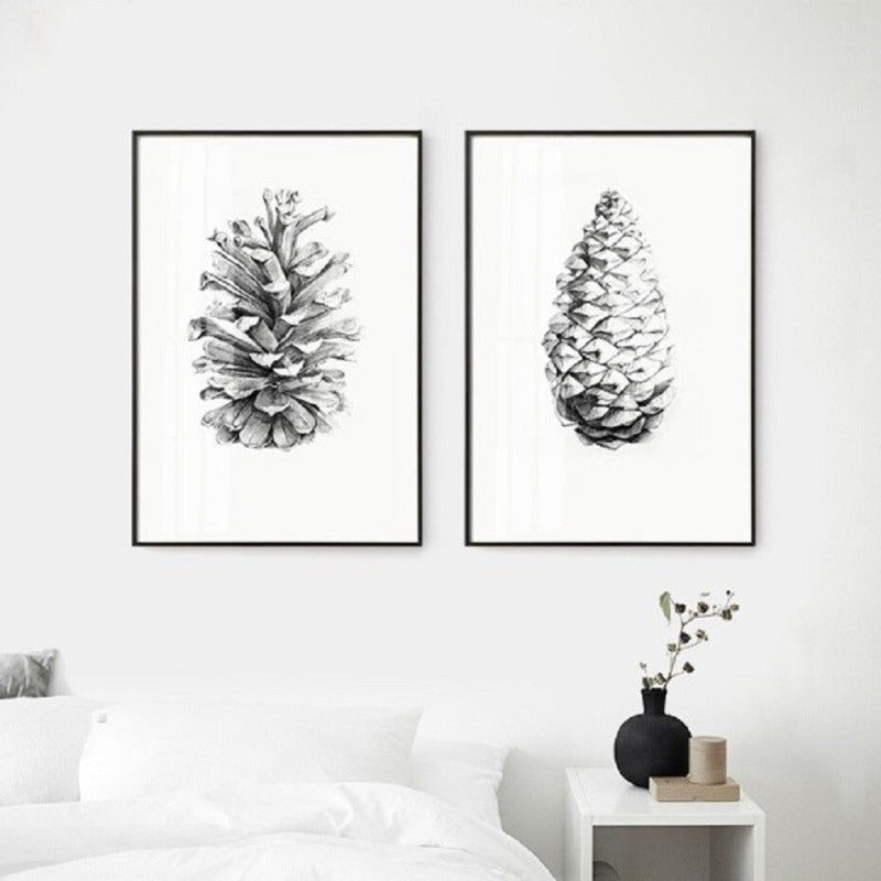 Handgezeichnete Tannenzapfen - Leinwand Wandkunst Malerei