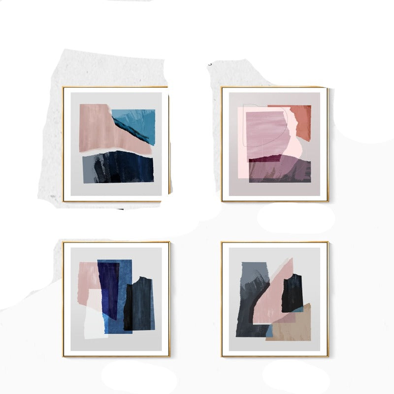 Marmor Blau Pink Drucke - Leinwand Wandkunst Malerei