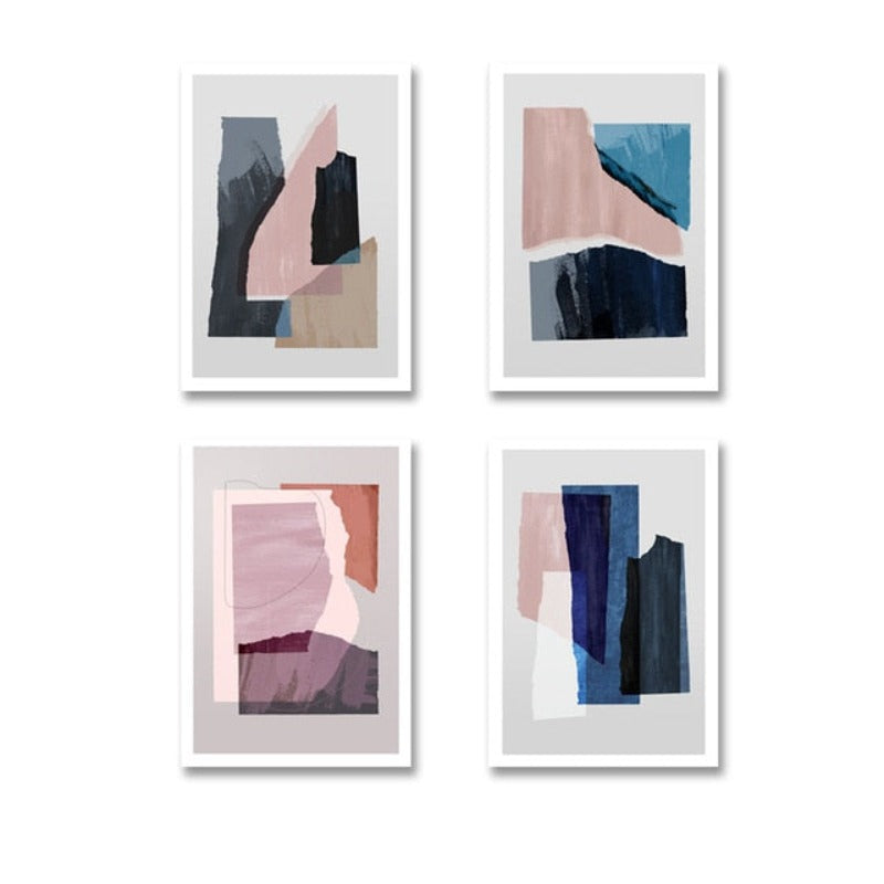 Marmor Blau Pink Drucke - Leinwand Wandkunst Malerei