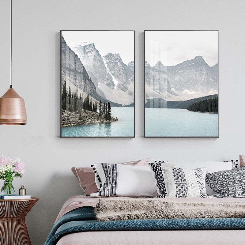 Berglandschaft Reiseposter - Leinwand Wandkunstmalerei