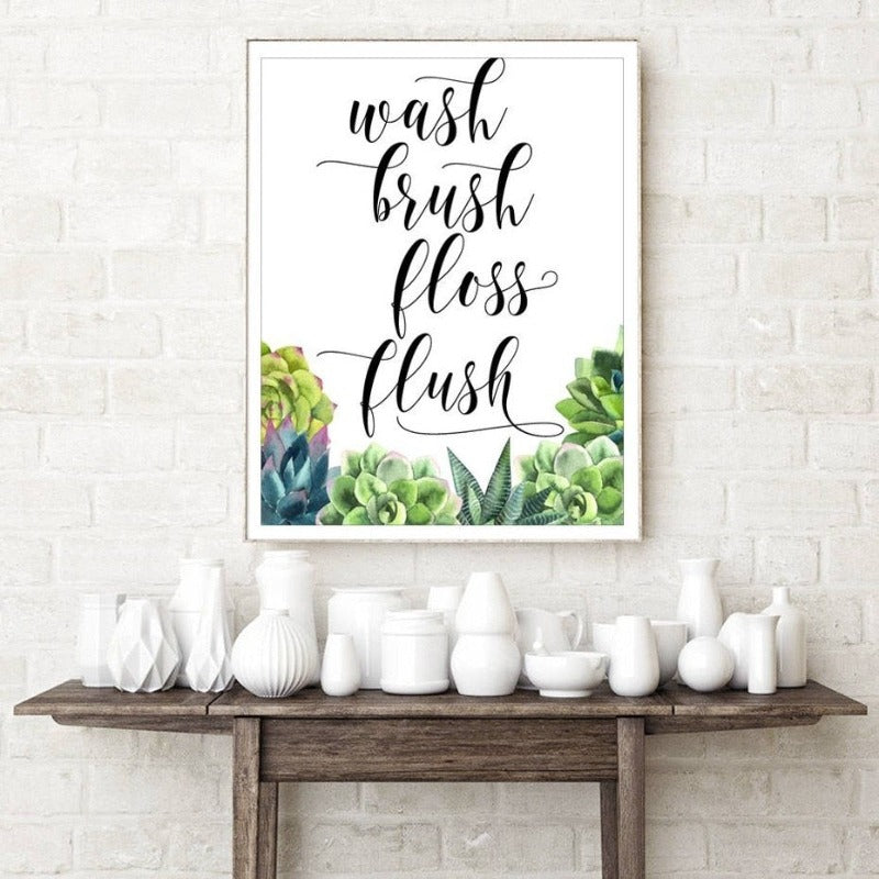 Modern Wash Pinsel Floss Flush Kaktus Druck - Leinwand Wandkunst Malerei