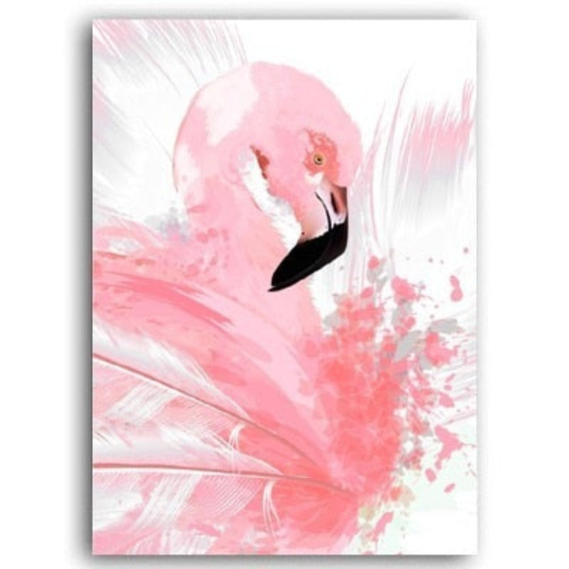Schöne Pink Flamingo Feder - Leinwand Wandkunst Gemälde
