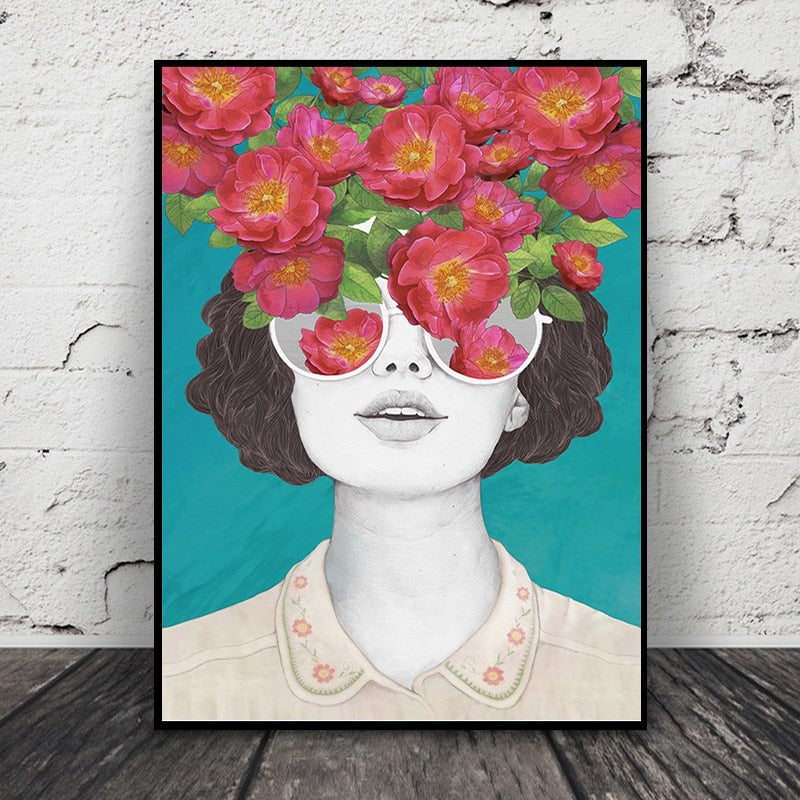 Fashion Figure Floral Girl - Leinwand Wandkunst Malerei