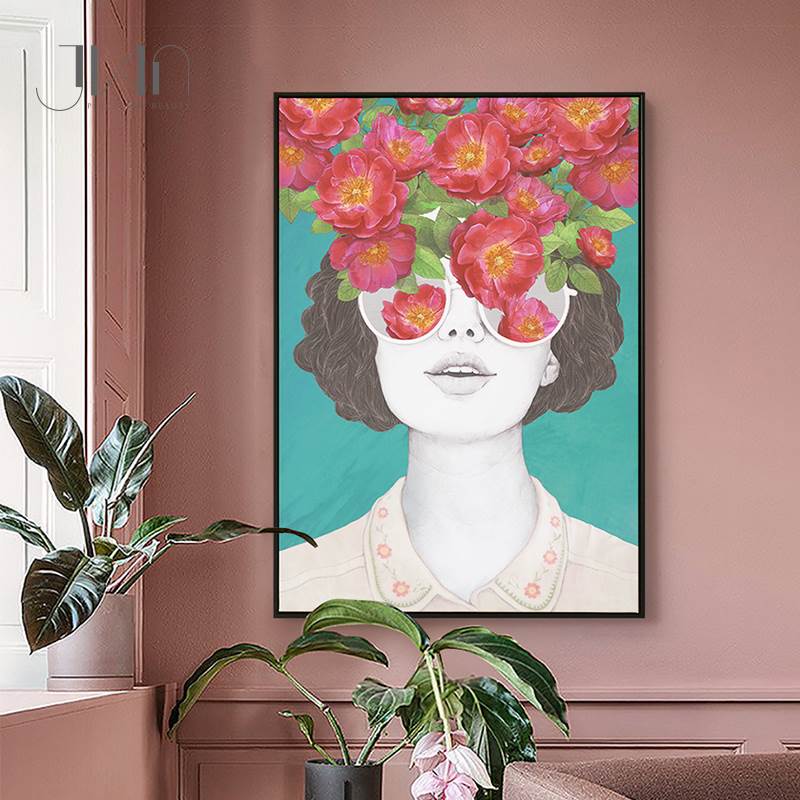 Fashion Figure Floral Girl - Leinwand Wandkunst Malerei
