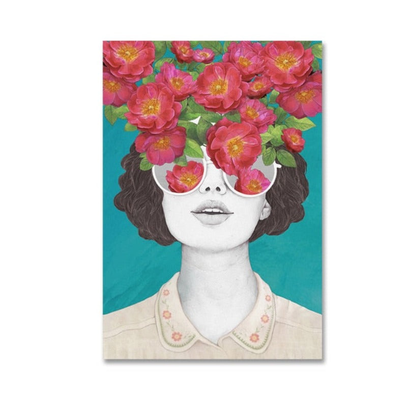 Fashion Figure Floral Girl - Leinwand Wandkunst Malerei