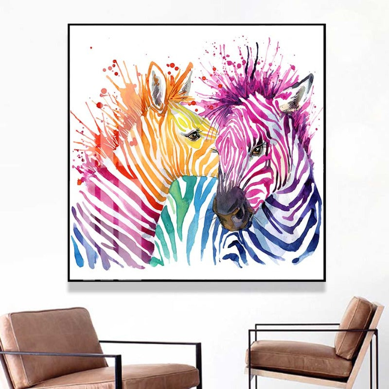 Lebhafte afrikanische Zebras – Leinwandbild