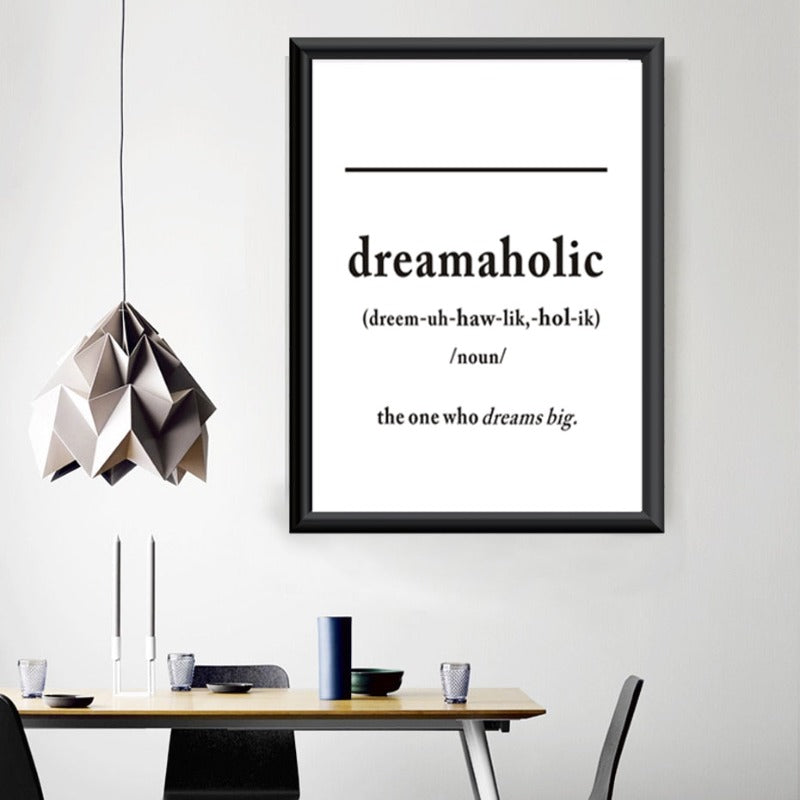 Schwarz & Weiß Dreamaholic Definition - Leinwand Wandkunst Gemälde