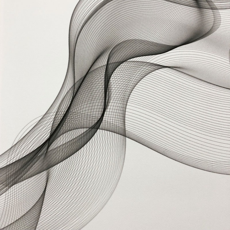 Minimalistische abstrakte wellenförmige Linienmuster Schwarz Weiß - Leinwand Wandkunst Gemälde