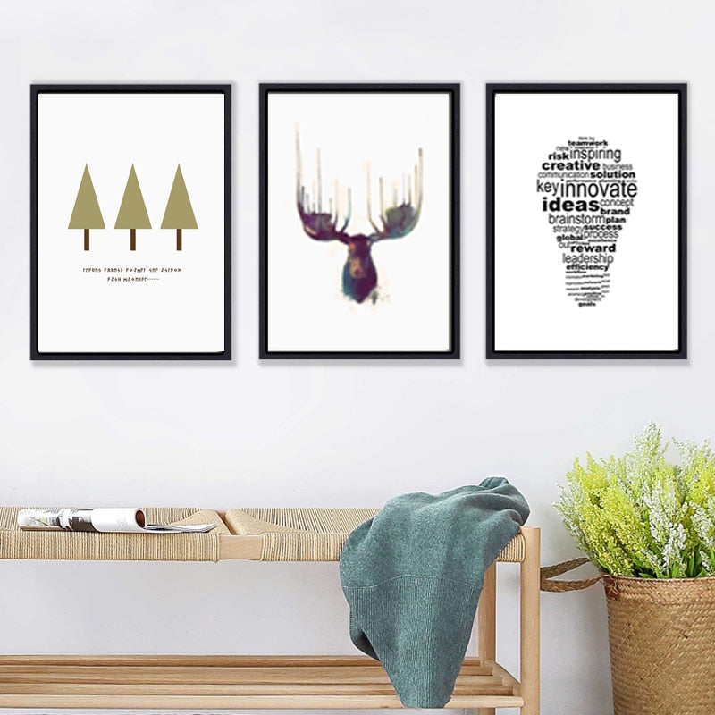 Deer Art Geometrisch - Leinwand Wandkunstmalerei