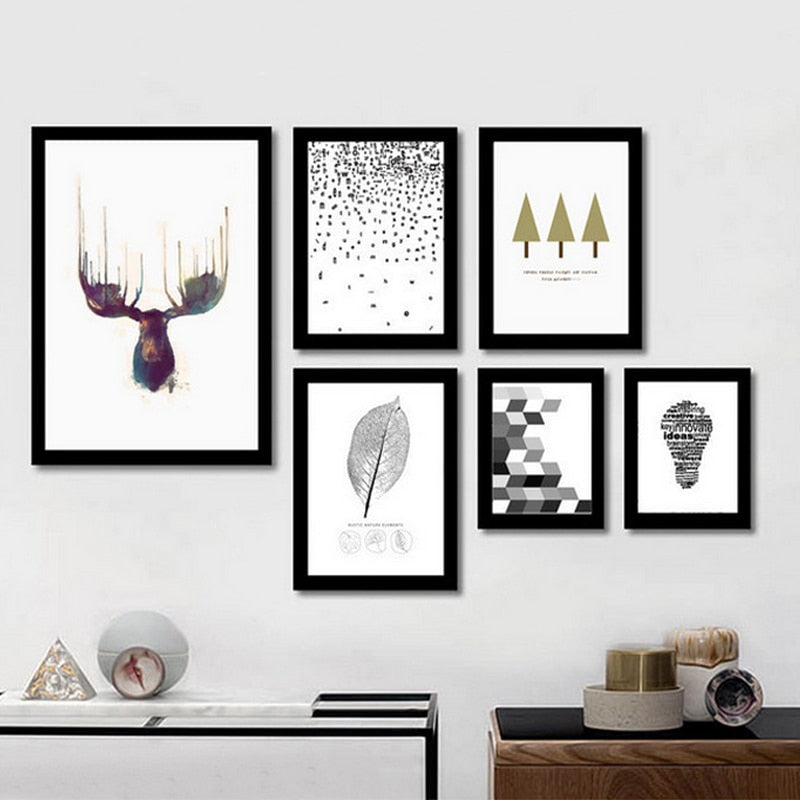 Deer Art Geometrisch - Leinwand Wandkunstmalerei