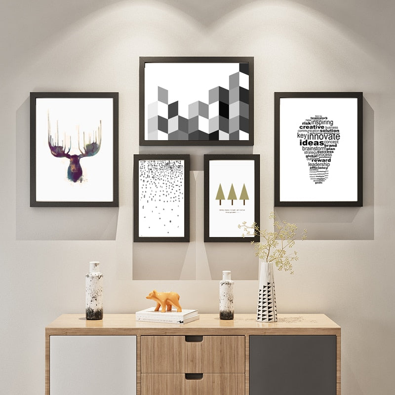 Deer Art Geometrisch - Leinwand Wandkunstmalerei