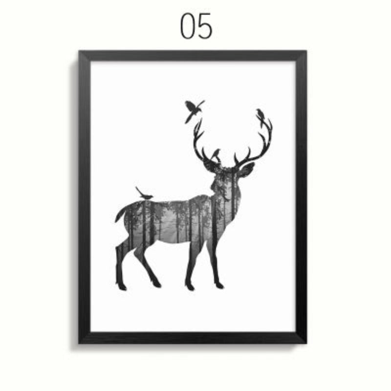 Abstrakte Rehfamilie Tiere - Leinwand Wandkunst Gemälde