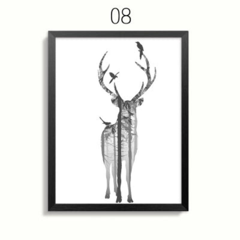 Abstrakte Rehfamilie Tiere - Leinwand Wandkunst Gemälde