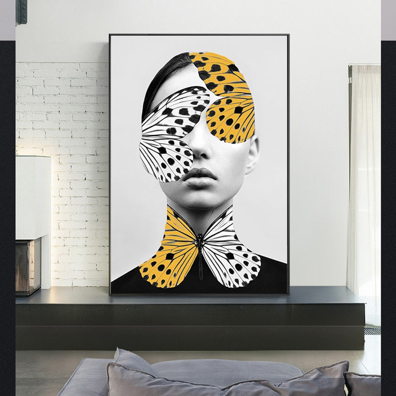 Abstract Kreative Schmetterling Frauen Wandkunst Drucke Poster - Leinwand Wandkunst Malerei