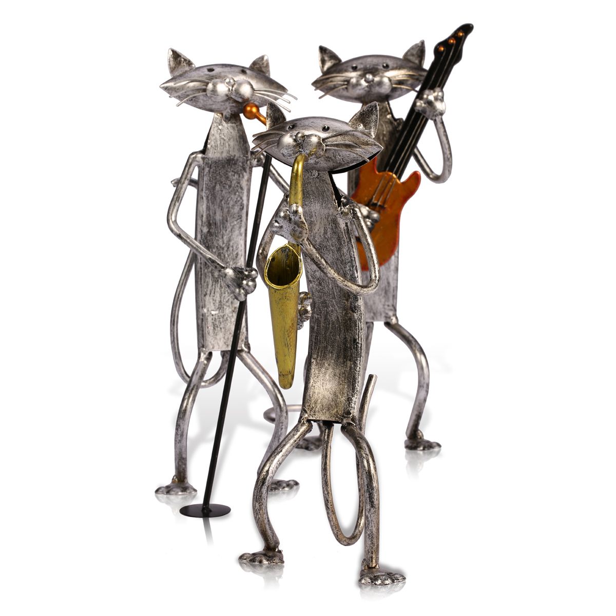 3 Mini Musiker Katzen Moderne Skulptur | Brehn