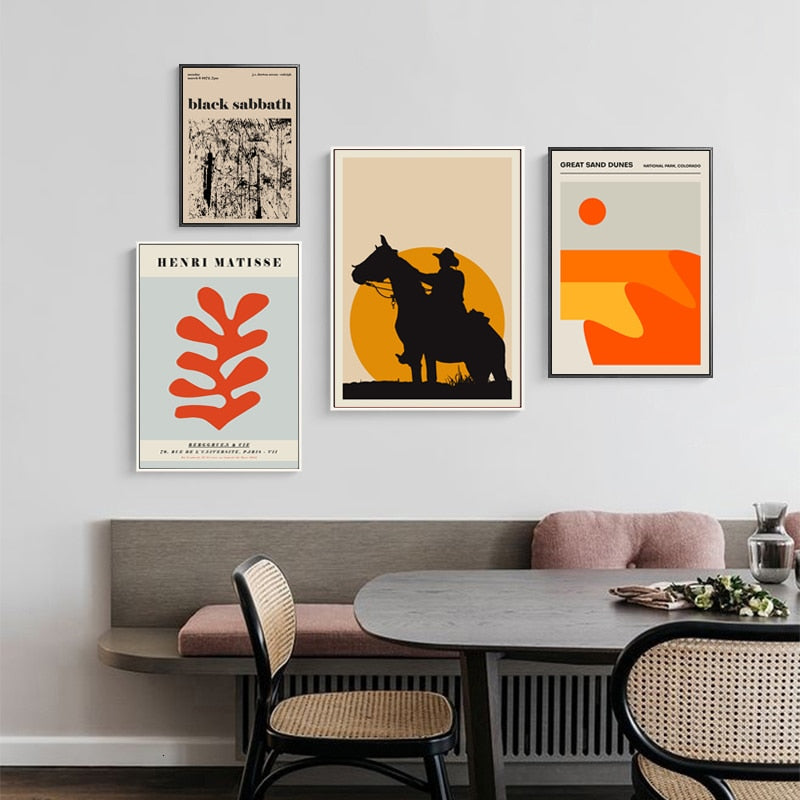 Vintage abstraktes Leinwandgemälde, geometrische Wandkunst