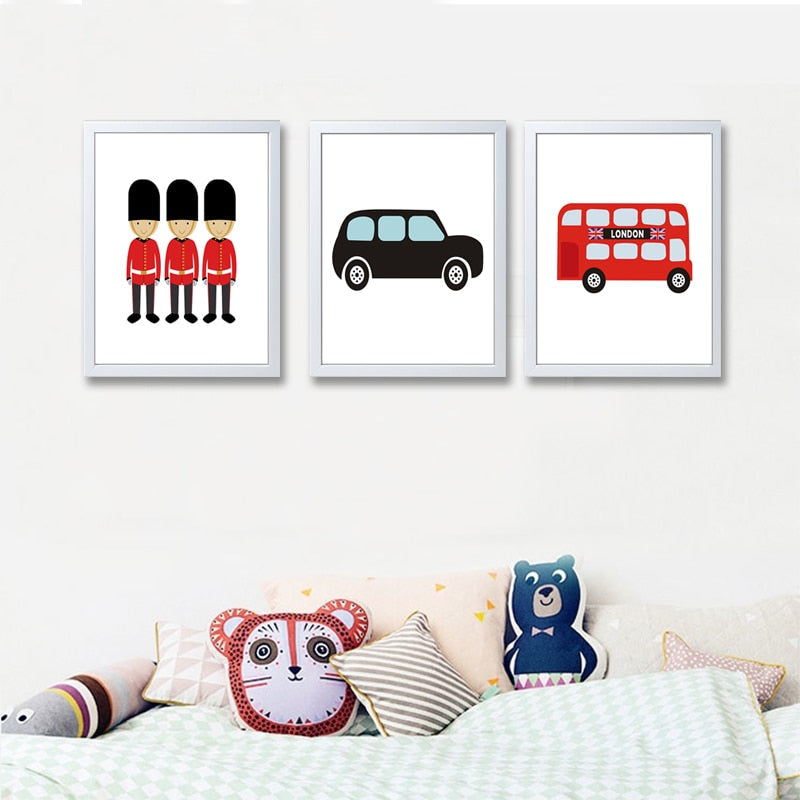 London Bus Thema Kinderzimmer Dekor - Leinwand Wandkunst Malerei