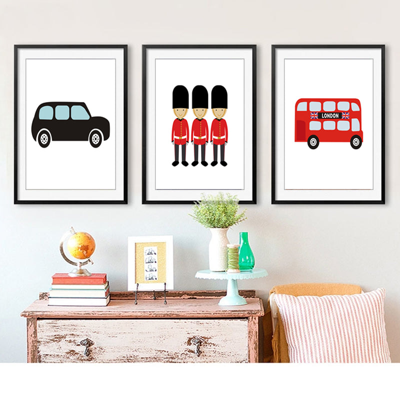 London Bus Thema Kinderzimmer Dekor - Leinwand Wandkunst Malerei