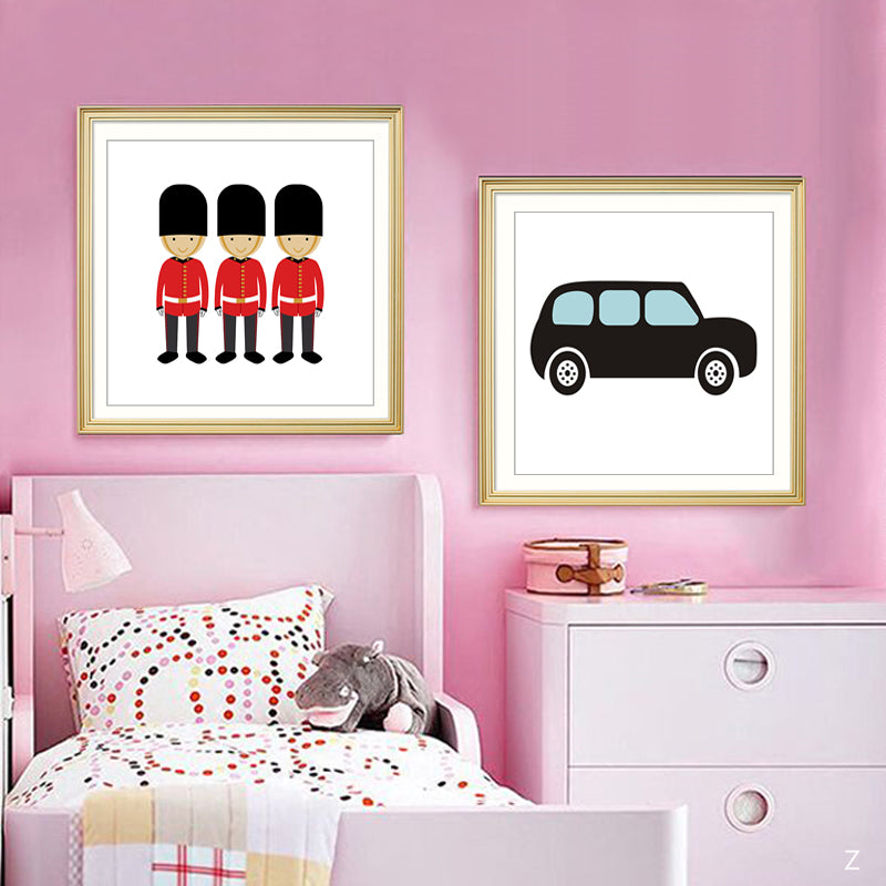 London Bus Thema Kinderzimmer Dekor - Leinwand Wandkunst Malerei