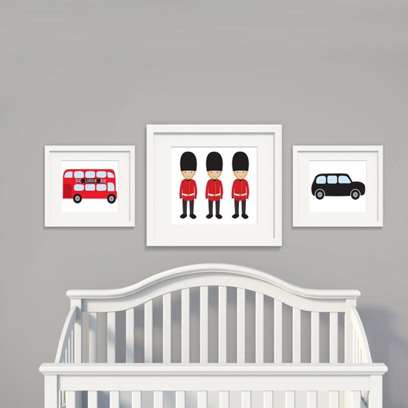 London Bus Thema Kinderzimmer Dekor - Leinwand Wandkunst Malerei
