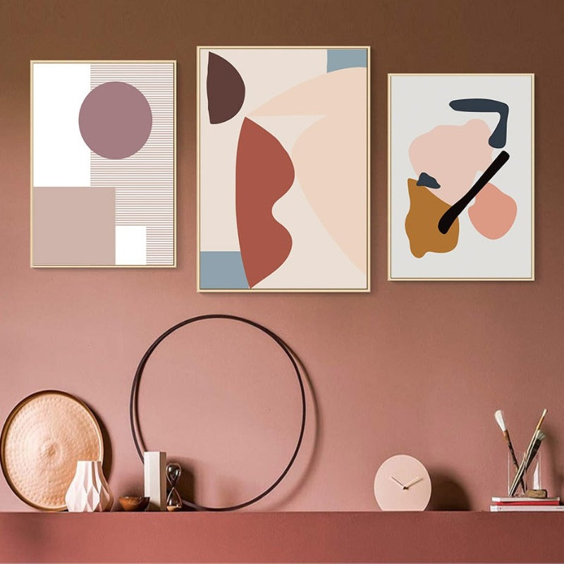 Abstracte warme geometrische Designs - Leinwand Wandkunst Malerei