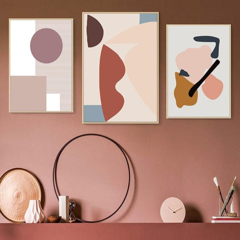 Abstracte warme geometrische Designs - Leinwand Wandkunst Malerei