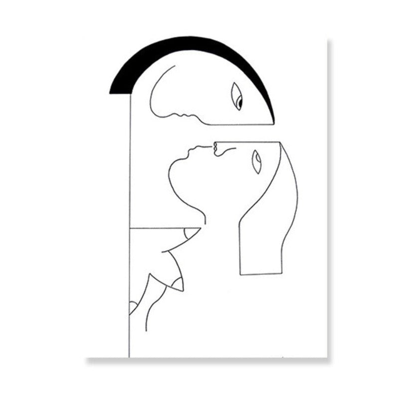 Minimalistische abstrakte schwarze weiße Paarfigur - Leinwand Wandkunstgemälde