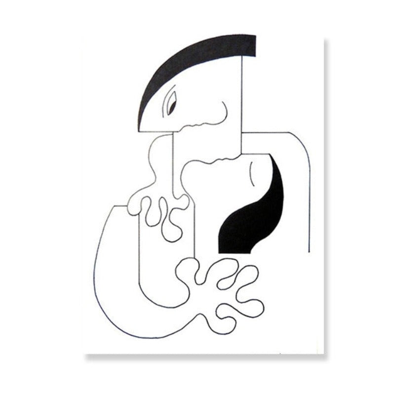Minimalistische abstrakte schwarze weiße Paarfigur - Leinwand Wandkunstgemälde