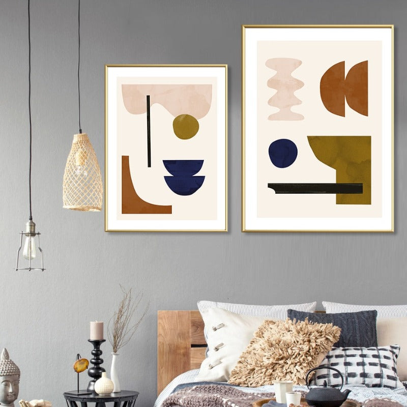 Geometrische abstrakte Skandinavien Galerie - Leinwand Wandkunst Gemälde
