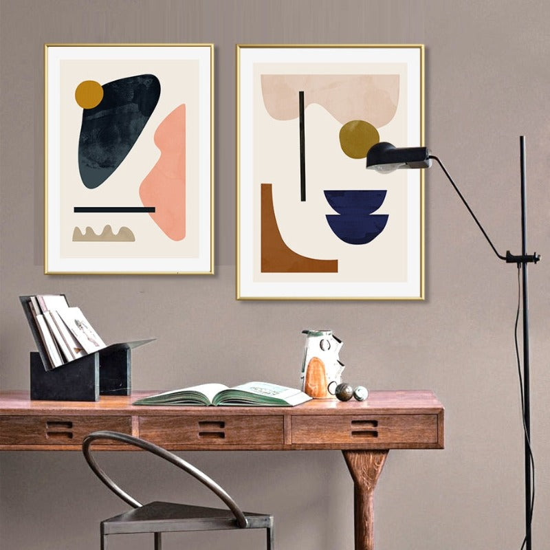 Geometrische abstrakte Skandinavien Galerie - Leinwand Wandkunst Gemälde