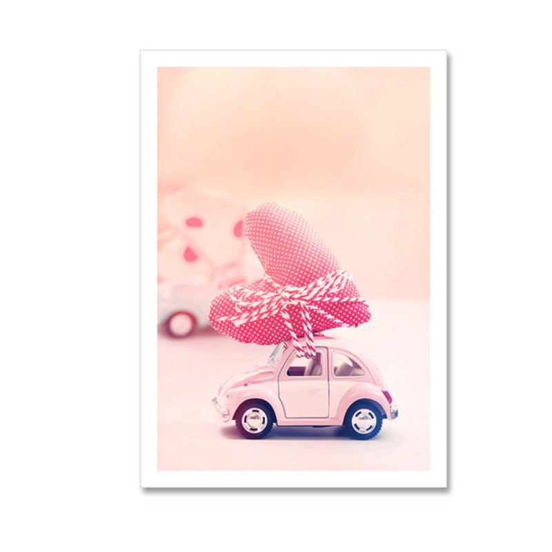 Modernes rosa Mode-Liebesleben-Lachen-Rose - Leinwandbild