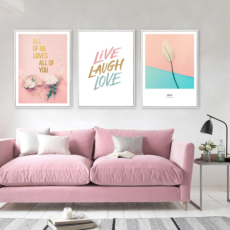 Modernes rosa Mode-Liebesleben-Lachen-Rose - Leinwandbild