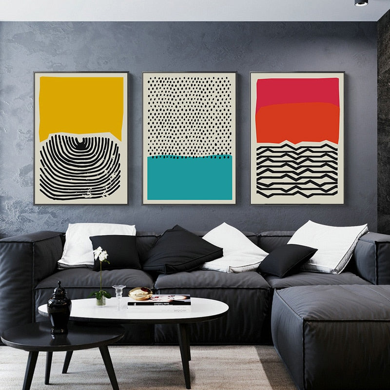 Mehrfarbige abstrakte geometrische Wandkunst – Leinwandbild